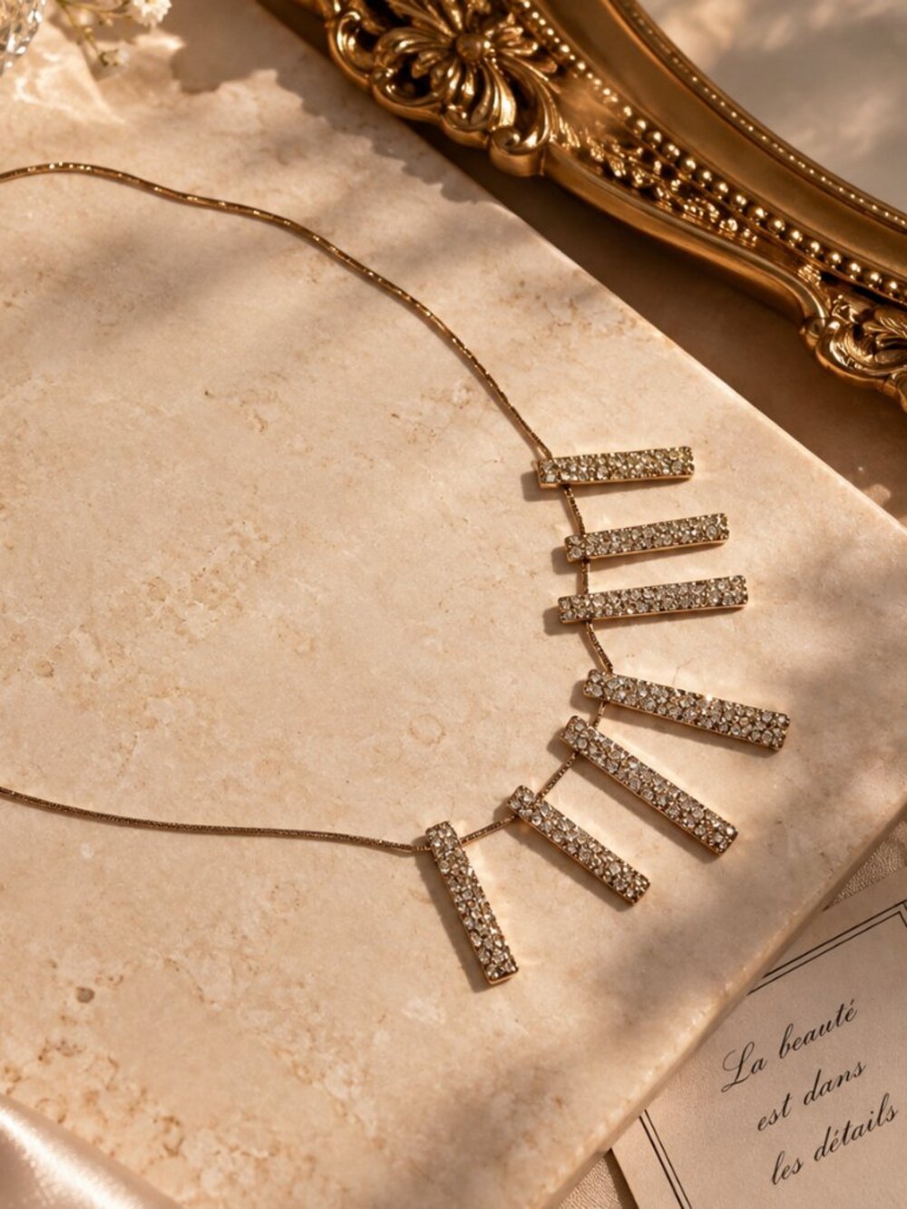 Sparkling Gold Bar Statement Necklace | Alexis Bittar Style Chic Choker